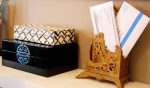 Gold Letter Holder with Black and White Boxes