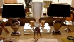 Silver Table Lamps with Black Shades
