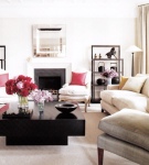 White Living Room with Black Square Coffee Table