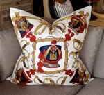 White Red and Gold Hermes Pillow